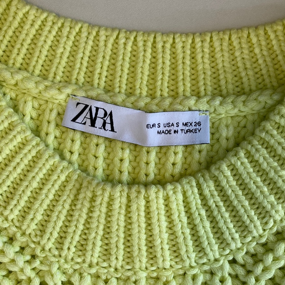 Zara Lemon Knit Pullover Vest Bright yellow small oversized y2K - Picture 2 of 4